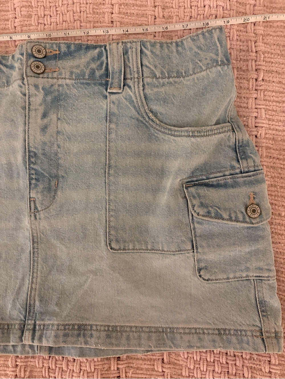 American Eagle Outfitters Light Blue Denim Skirt with Pocket Stitching